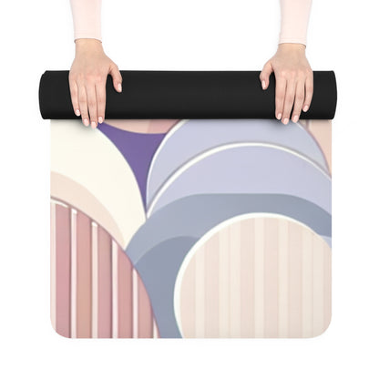 Elegant Astrid Valentin Yoga Mat displayed in a serene workout setting, featuring a captivating globular pattern and luxurious design by Dazzling Dreams Studio.