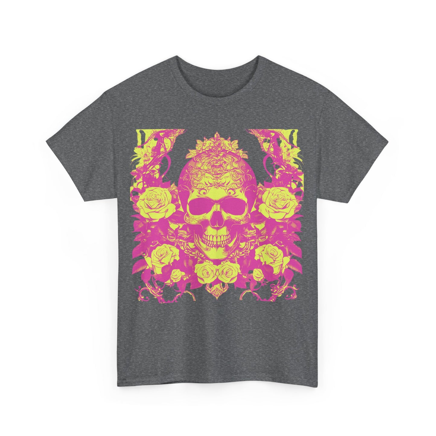 Skulls and Roses Cotton Tee, Unisex Graphic Shirt, 7 color choice