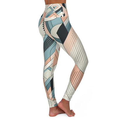 Close-up of the Generate Visual Leggings by Dazzling Dreams Studio showcasing the exquisite fabric and unique pastel abstract pattern, combining style and comfort.