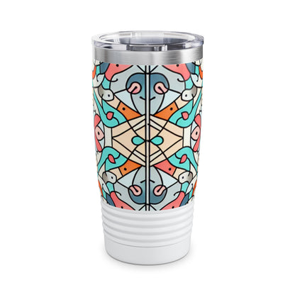 Pastel Panorama 20oz double-wall stainless steel drink tumbler by Dazzling Dreams Studio, featuring a stylish eco-friendly design with vibrant pastel colours for hot and cold beverages.