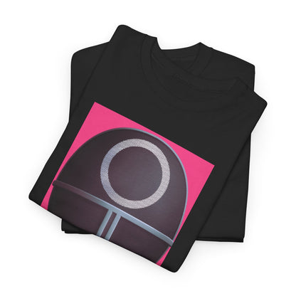 Luxury Squid Game Unisex Graphic Tee, elegantly folded to display its captivating design, merging humour with an artistic representation from the hit series, suited for discerning fans of modern fashion.