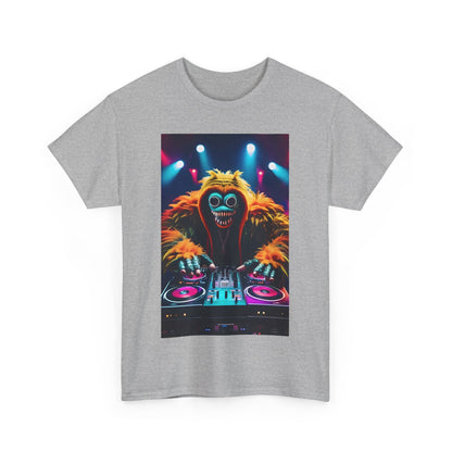 Luxurious Street Monster Graphic T-Shirt in grey, displaying a dynamic DJ graphic perfect for streetwear enthusiasts.