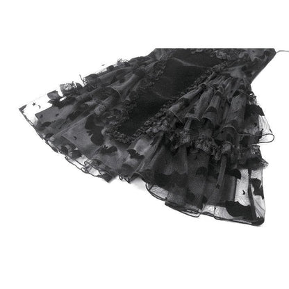 Size guide and fit representation for the Dark in Love Morwenna dress, emphasising the perfect fit for gothic and clubwear aesthetics.