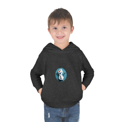 Delightful young boy wearing a luxury dark grey Girls Olaf Frozen Hoodie, with Olaf the snowman graphic, perfect for ages 2 to 5 years.