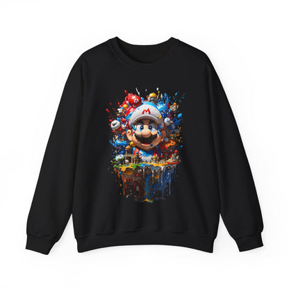 Luxurious Computer Game Character Unisex Crewneck Sweatshirt featuring a vibrant graphic design of a classic gaming character, ideal for gamers seeking comfort and style.