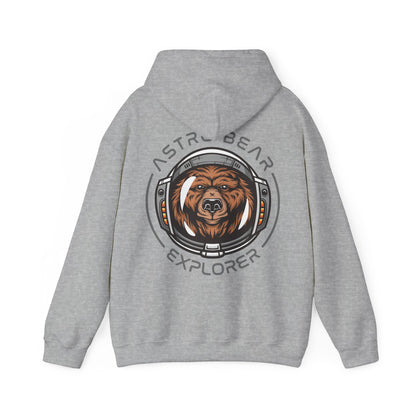 Elegant grey hoodie showcasing a captivating astronaut bear design on the back, perfect for discerning explorers and comfort enthusiasts.