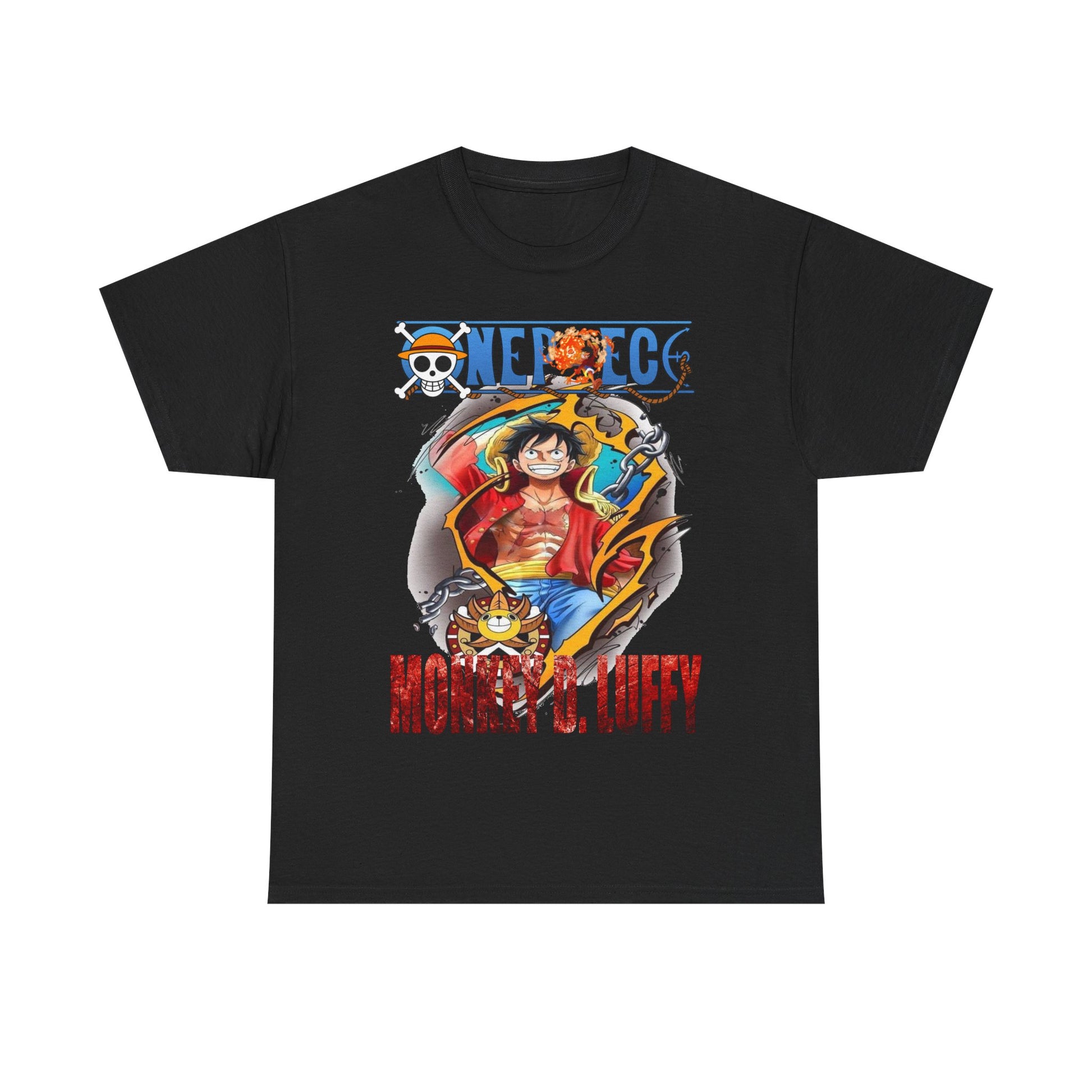 Refined Monkey D. Luffy T-Shirt in classic black, showcasing an eye-catching graphic of the iconic character, embodying adventure and luxury for fans.