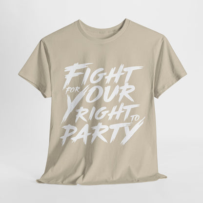 Fight for Your Right Graphic T-Shirt in beige, showcasing a bold white typography design, perfect for urban chic styling.