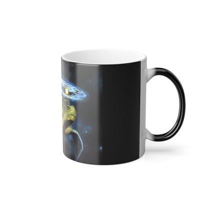 Great A'Tuin Heat Change Mug - Limited Edition Discworld Ceramic Coffee & Tea Mug featuring a captivating close-up of Great A'Tuin against a rich cosmic backdrop, symbolizing the whimsical essence of Terry Pratchett's universe.