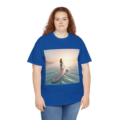 Luxury Dazzling Dreams Paddle Board T-Shirt, showcasing serene paddleboarding imagery that inspires adventure and leisure by the water.
