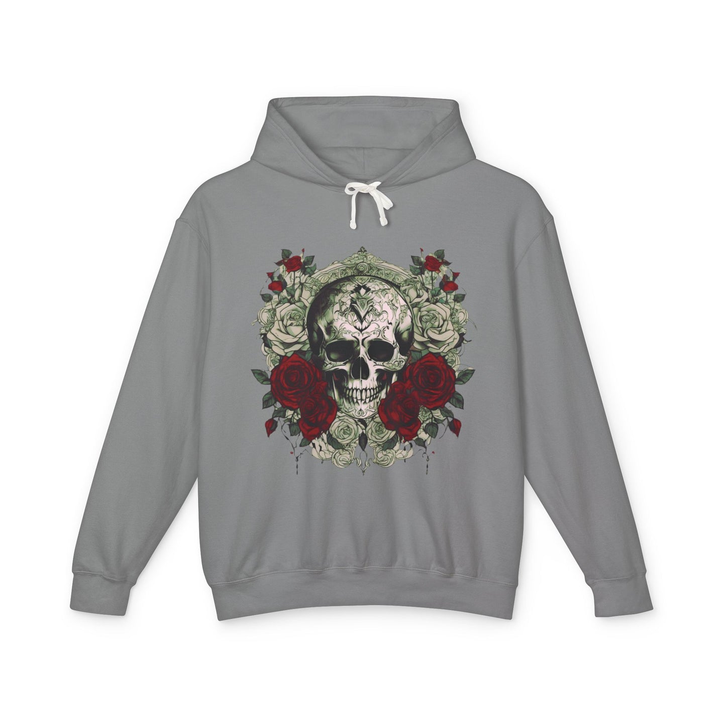 Unisex Lightweight Hooded Sweatshirt unique designer skull and roses