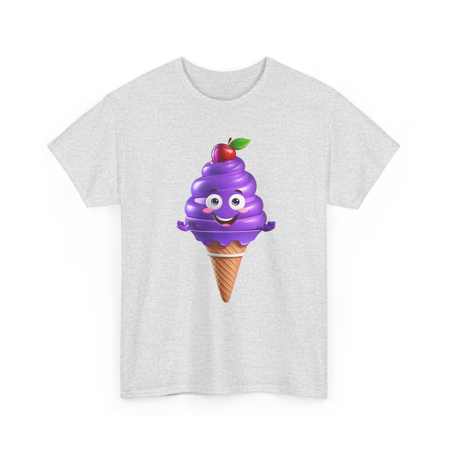 Scoop of Joy: Cartoon Ice Cream Cone Character Tee Unisex Cotton Graphic T Shirt