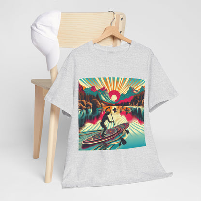 Dazzling Dreams Studio's luxurious adventure wear, the Paddle Board T-Shirt, reflecting a passion for the outdoors and water sports.