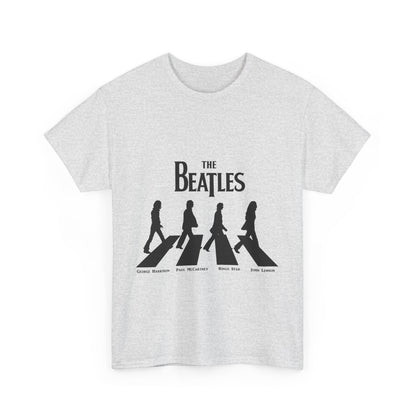 The Beatles Unisex Cotton Graphic Tee adorned with iconic Abbey Road logo - chic grey t-shirt front view, perfect for stylish fans.