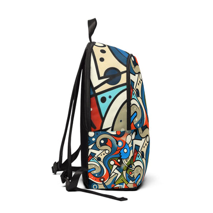 Urban Aesthetica Nouveau backpack by Dazzling Dreams Studio featuring vibrant abstract cartoon motifs and dynamic design, perfect for a stylish statement.