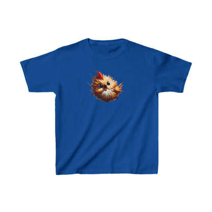 Child's Unisex Cartoon Bird Graphic Cotton Tee in deep blue, displaying a whimsical bird illustration, a perfect choice for active children.