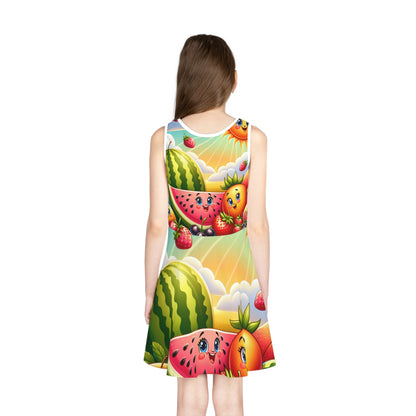 Evelyn Charmeuse Girls Summer Sundress by Dazzling Dreams Studio paired with accessories, embodying summer style and fashion for young individuals.