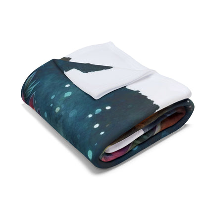 Exquisite Decorative and Warm Halloween Spooky Arctic Fleece Blanket neatly folded, presenting a stunning skull design with intricate floral details, perfect for sophisticated Halloween decor.