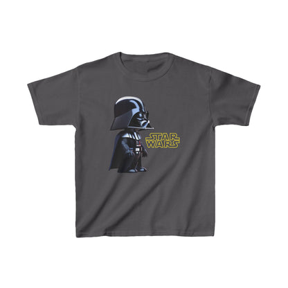 Kids Cute Darth Vader T-shirt Heavy Cotton Tee in chic charcoal, showcasing an adorable Darth Vader graphic, perfect for any little Star Wars lover.