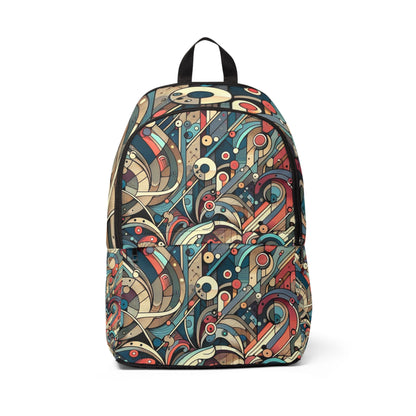 Elegant Vibrant Comic-Style Backpack by Dazzling Dreams Studio featuring intricate comic motifs on a vintage backdrop, perfect for art enthusiasts and stylish individuals.