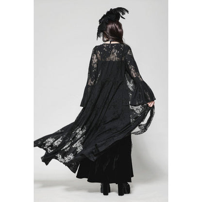 Close-up of the lace trim on the Emersyn Long Robe, emphasizing intricate craftsmanship and stylish gothic aesthetics.
