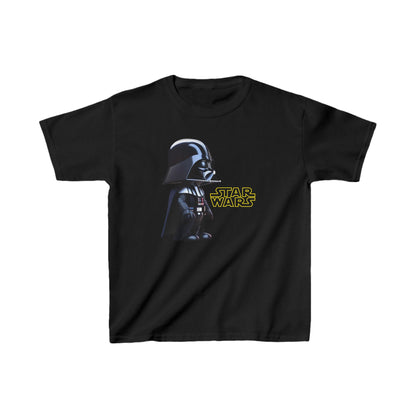 Kids Cute Darth Vader T-shirt Heavy Cotton Tee in black showcasing an adorable Darth Vader graphic with 'STAR WARS' lettering, ideal for fashionable little Jedi adventures.