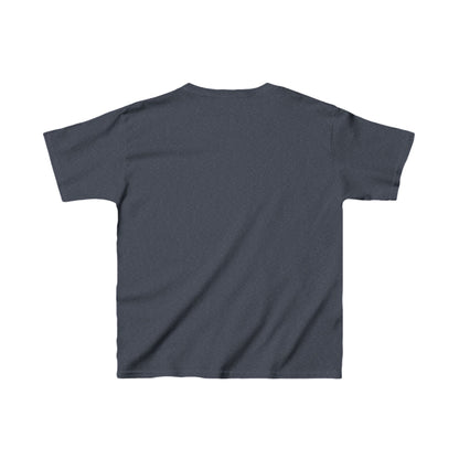 Rear view of Kids Captain America Heavy Cotton T-Shirt in a luxurious navy blue, showcasing premium craftsmanship for superhero adventures.