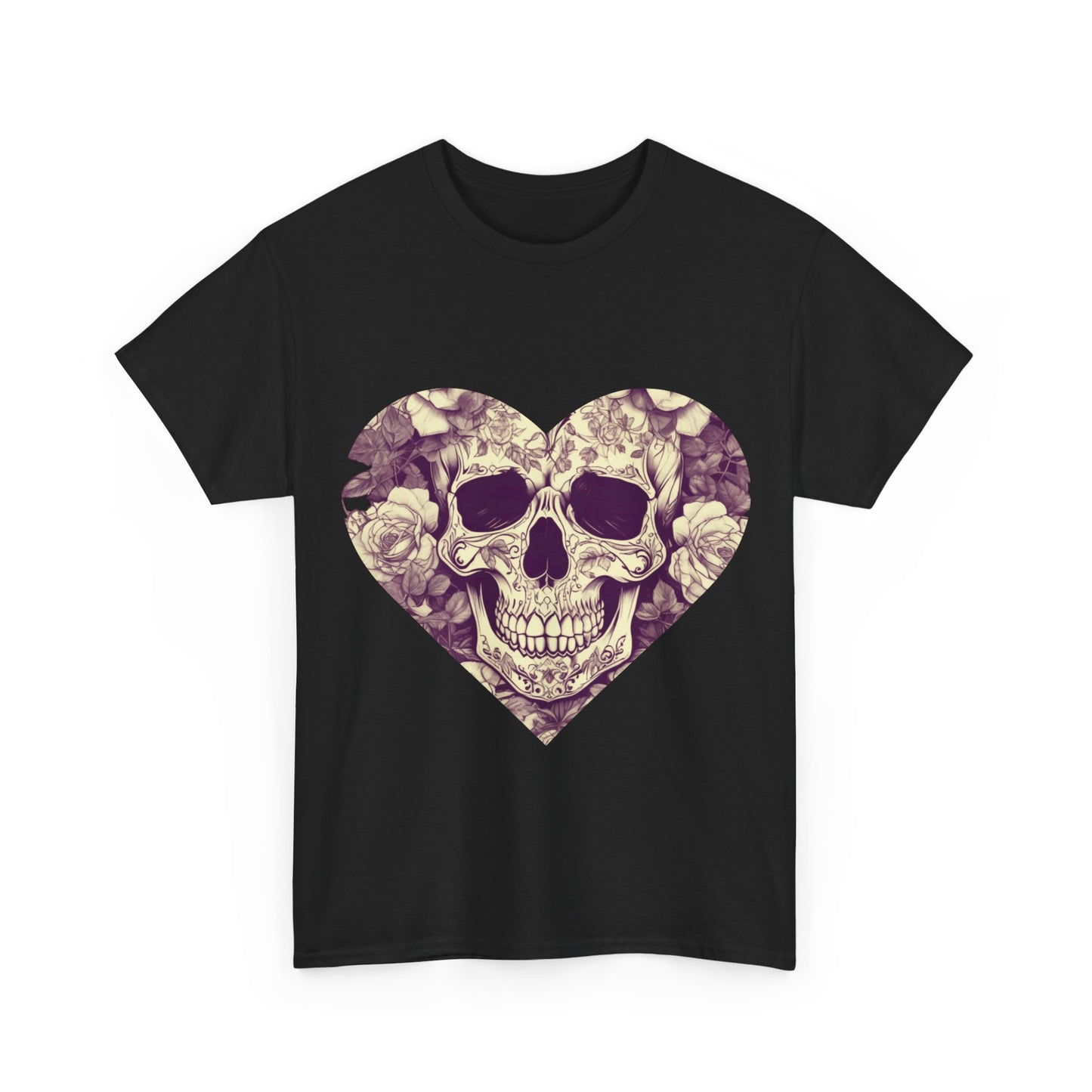 Skulls and Roses Cotton Tee, Unisex Graphic Shirt, 7 color choice