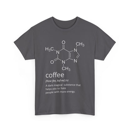 Urban Coffee Graphic T-Shirt for Men & Women - 100% Cotton Casual Streetwear Fashion - front view detailing the humorous coffee definition graphic.