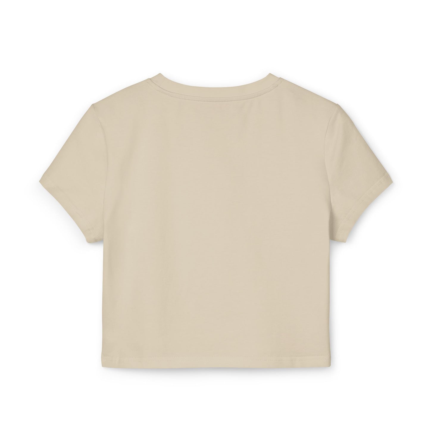 Minimalist back view of a refined cream cropped t-shirt, designed for a modern and stylish wardrobe.