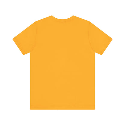 Back view of a vibrant unisex short sleeve tee in bright yellow, inspired by Sabrina Carpenter, crafted for a chic and stylish appeal.