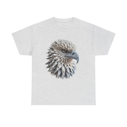 Eagle Vision Unisex Cotton Graphic Tee in grey, featuring an exquisite eagle head design, highlighting meticulous craftsmanship and comfort for an elegant casual look.