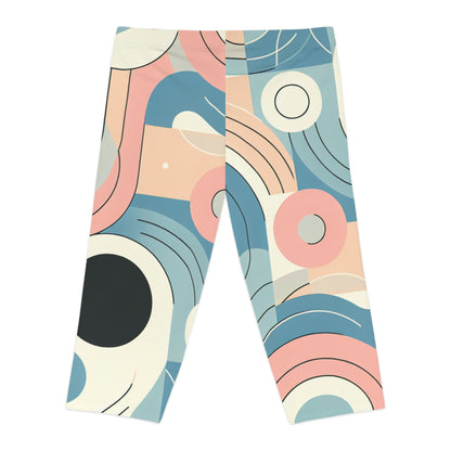 Elegant high-waisted silhouette of Luxury Sweat Symphony Fitness Fusion Capri Leggings by Dazzling Dreams Studio, designed to flatter all body types.