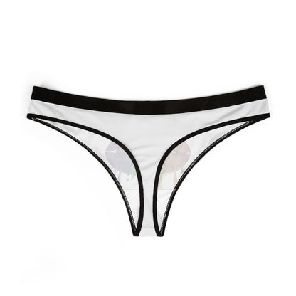 Stylish back view of a women's thong showcasing a minimalist design with a cheeky hidden graphic, offering a hint of playful allure.