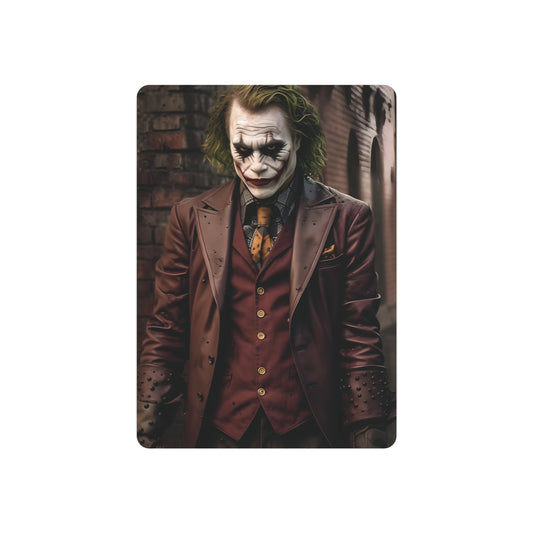 Joker Metal Art Poster featuring the iconic character from The Dark Knight series, beautifully designed on matte aluminium for a luxurious wall decor experience.