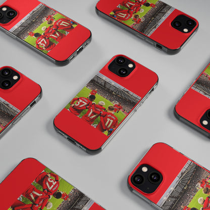 Distinctive view of multiple Manchester United Mainoo Garnach Hojlund Soft Phone Cases, exhibiting elegant design and team spirit.