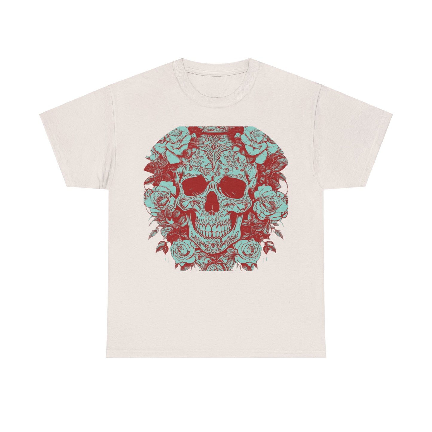 Skulls and Roses Cotton Tee, Unisex Graphic Shirt, 7 color choice