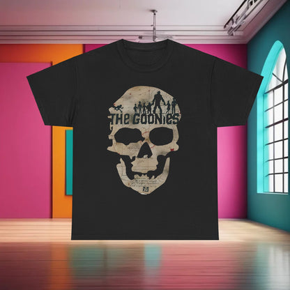 The Goonies Graphic T-Shirt Urban Unisex Cotton Tee displayed in classic black, showcasing an eye-catching skull design that fuses nostalgia with contemporary style.