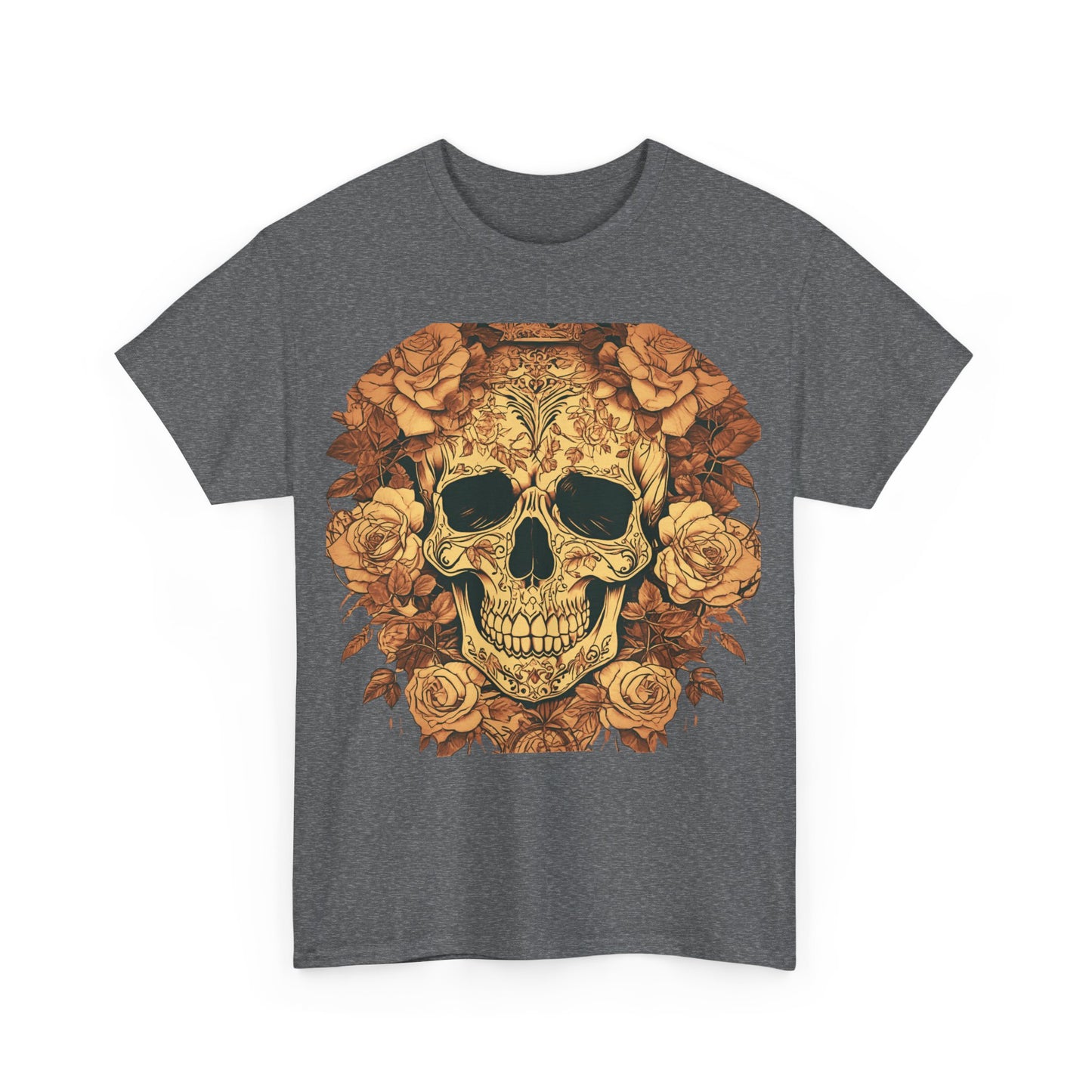 Skulls and Roses Cotton Tee, Unisex Graphic Shirt, 7 color choice