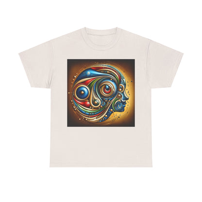 Stained Glass Dreams Unisex T-Shirt showcasing a captivating abstract art print of a human face, designed for those who appreciate unique fashion and creative expression.