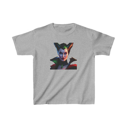 Maleficent Kids Tee, featuring the iconic Maleficent character in an elegant grey t-shirt, tailored for a magical Disney experience.