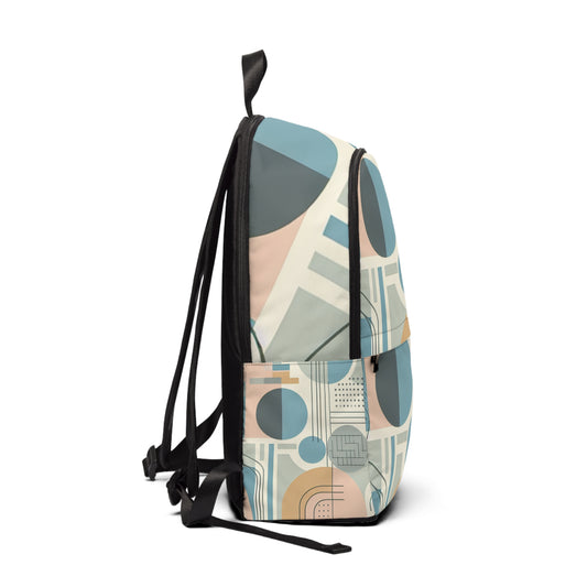 Close-up view of the Dazzling Dreams Studio backpack featuring intricate geometric patterns in calming pastel colours, perfect for sophisticated style.