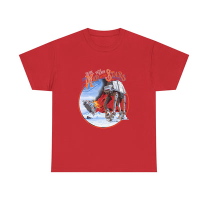 Star Wars War of the Worlds Graphic T-Shirt in vibrant red, showcasing a stunning sci-fi design featuring iconic elements from the universe, perfect for urban unisex style.
