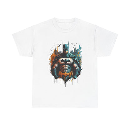 Opulent white unisex graphic tee with a striking Batman illustration, embodying strength and artistry, part of the 'Unleash the Power of Gotham: Batman Graphic Unisex Graphic Tee Shirt' collection.