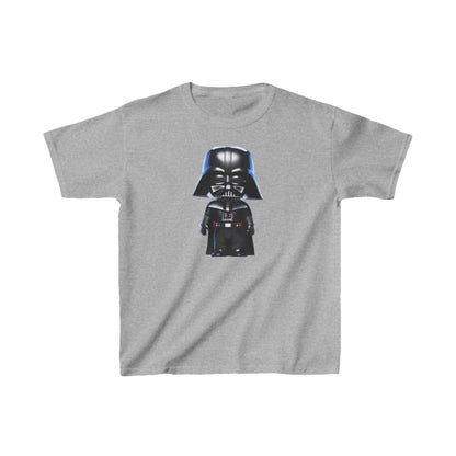 Kids Cute Darth Vader T-shirt Heavy Cotton Tee in classic grey, presenting a delightful depiction of Darth Vader, a stylish choice for budding Jedi.