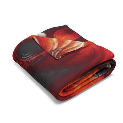 The Decorative and Warm Halloween Spooky Arctic Fleece Blanket folded, exhibiting its rich textures and striking designs that promise both comfort and elegance, making it a must-have for the sophisticated Halloween enthusiast.
