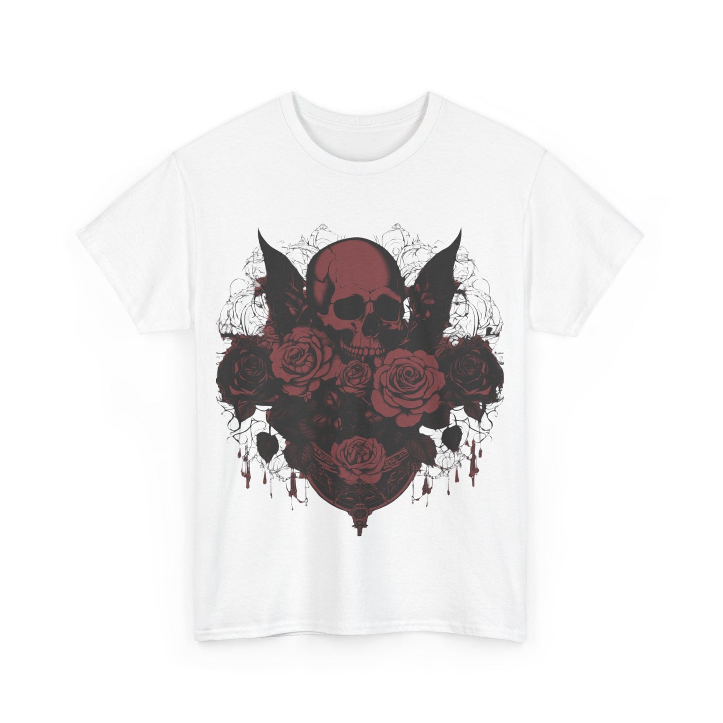 Skulls and Roses Cotton Tee, Unisex Graphic Shirt, 7 color choice