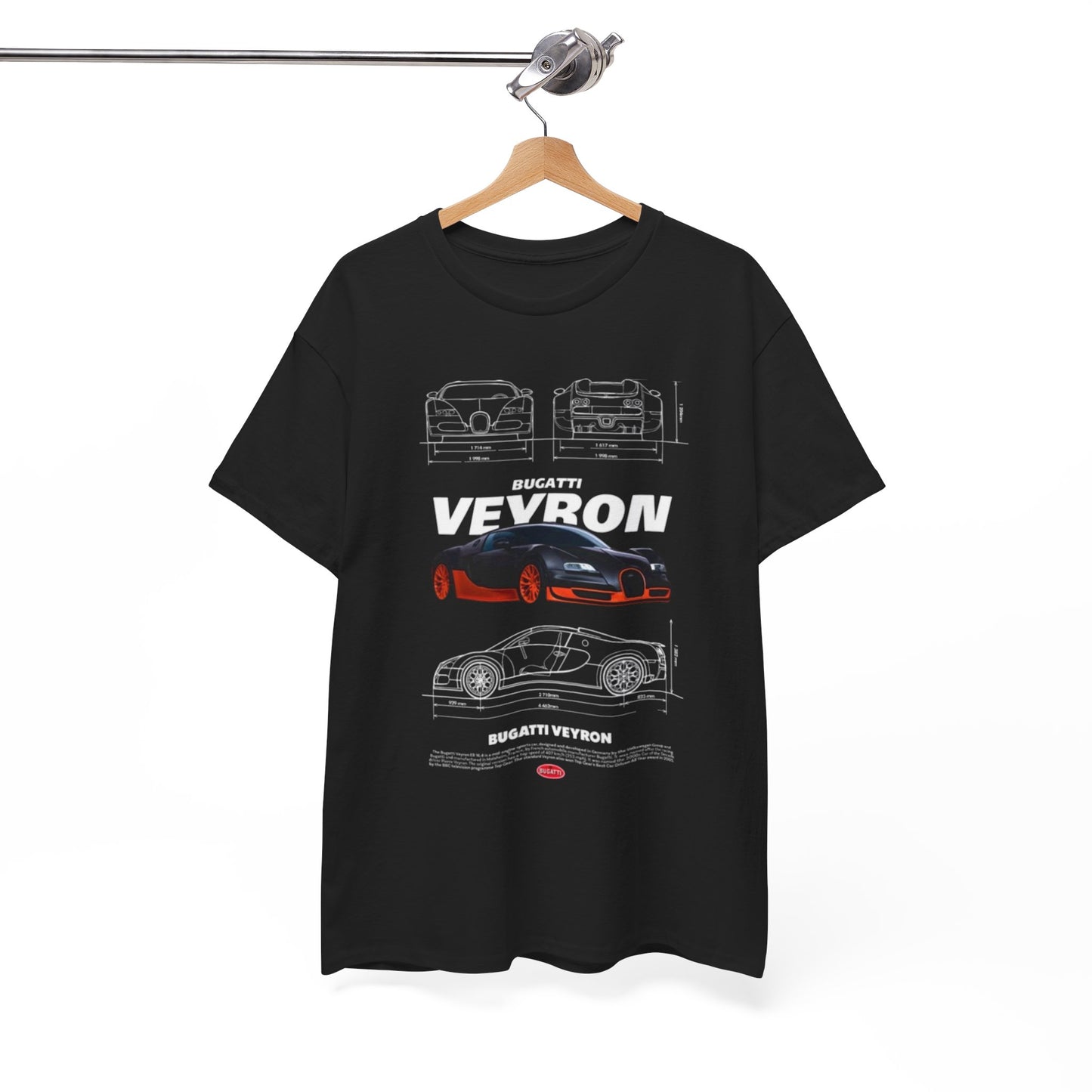 T-Shirt Mens with Bugatti Veyron Design: Technical Drawings & Specs Unisex TEE