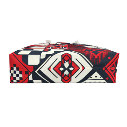 Close-up of Valeria Belmonte Luxury Weekend Tote Bag by Dazzling Dreams Studio highlighting sturdy rope handles and exquisite craftsmanship.