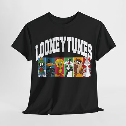 Looney Tunes Graphic T-Shirt Urban Unisex Cotton Tee in black, showcasing timeless cartoon characters, ideal for those who appreciate high-end animation wear.